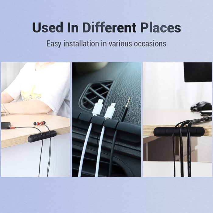 5 Slot Cable Clips - Silicone Adhesive Cord Management Organizer (1 Pc / 5 Slot) - Image 3