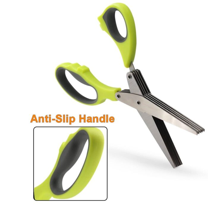 Multifunction Vegetable Stainless Steel Herbs Scissor with 5 Blades (1 Pc) - Image 3