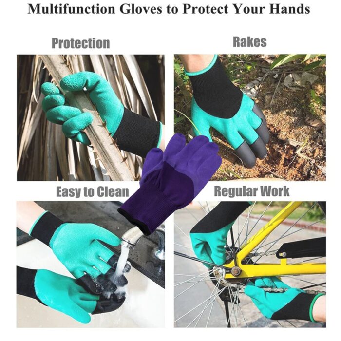 Garden Farming Gloves With Hand Fingertips & Plastic Claws (1 Pair) - Image 6