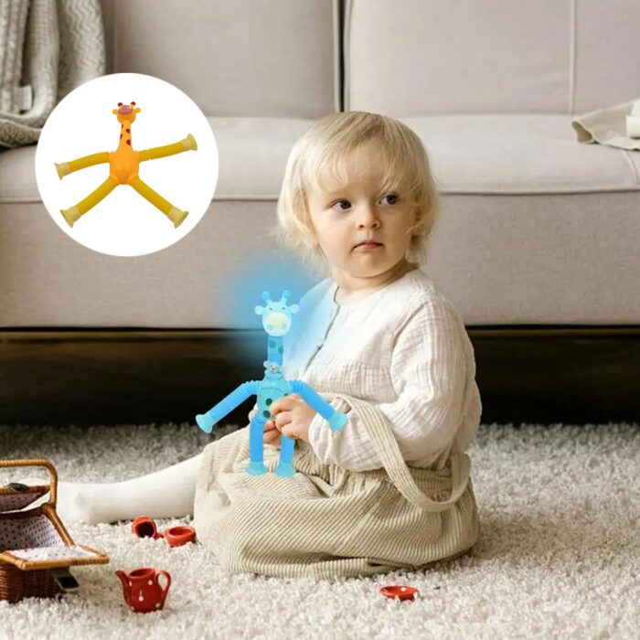 LED Telescopic Suction Cup Giraffe Toy, Pop Tubes Fidget Toys, Shape Changing Telescopic Sensory Tubes Fidget Tubes Sensory Toys Suction Toy, Funny Gift (3 Pcs Set) - Image 6