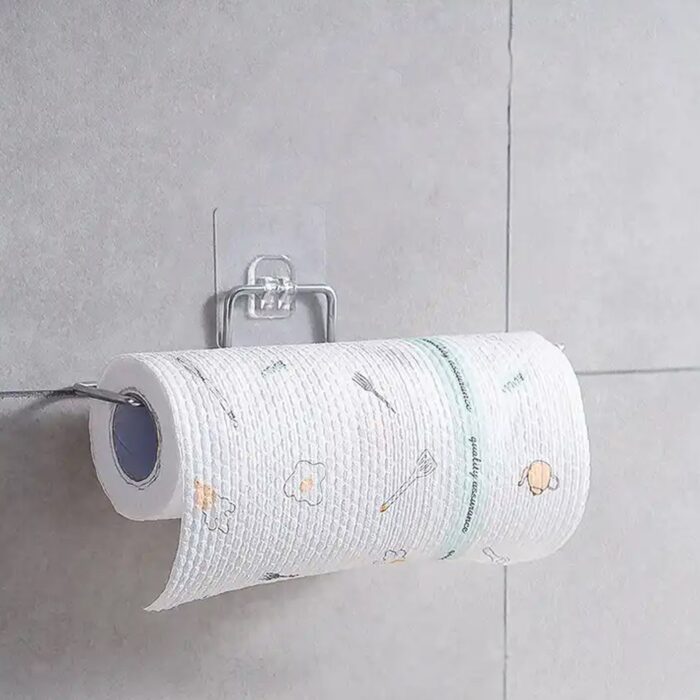 Stainless Steel Drill Free Self-Adhesive Paper Roll Holder Tissue Paper Stand Towel Bar Hanger Kitchen Towel Holder for Kitchen Bathroom Toilet (Pack of 1) - Image 3