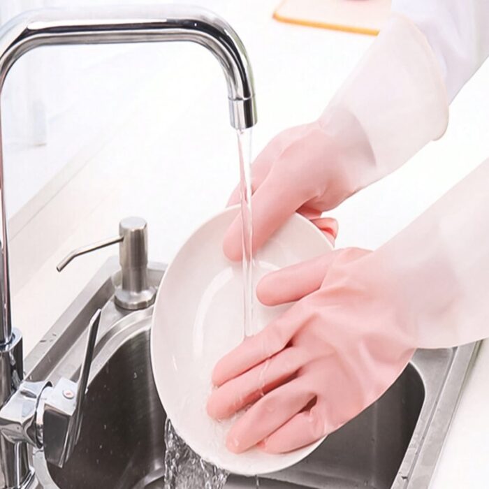 Small Household Cleaning Gloves, Rubber Gloves (2 Pc Set) - Image 4