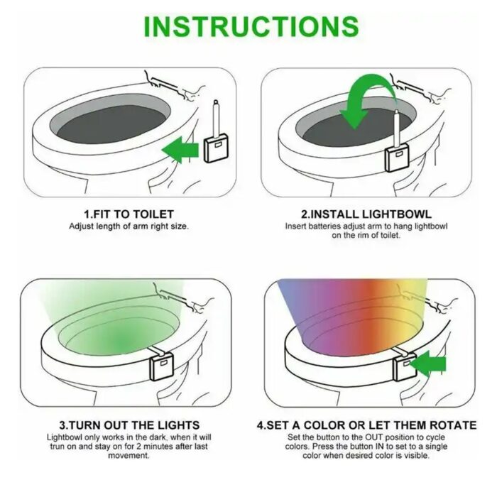 Toilet Light, LED Toilet Bowl Light Toilet Cover Lamp Sturdy and Durable, Toilet Night Light 8 Colors In One Device Battery Operated, Bathroom Equipment for Bathroom for Home (1 Pc / Battery Not Included) - Image 6