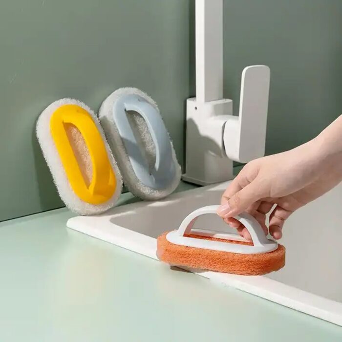Sponge Kitchen Pot Brush With Handle Reusable And Washable Eraser Cleaner Removal Tool Sink Pot Dish Scrubber Bathroom Decontamination Cleaning Brush Glass Stove Top Cleaners Daily (1 Pc) - Image 3