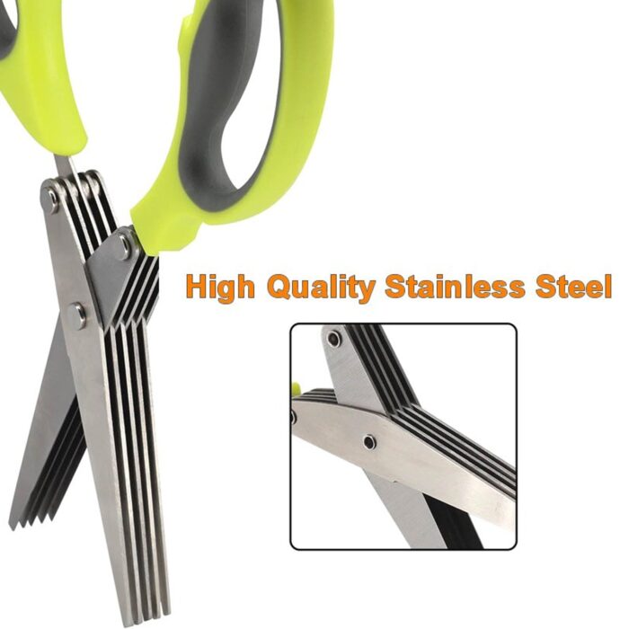 Multifunction Vegetable Stainless Steel Herbs Scissor with 5 Blades (1 Pc) - Image 4
