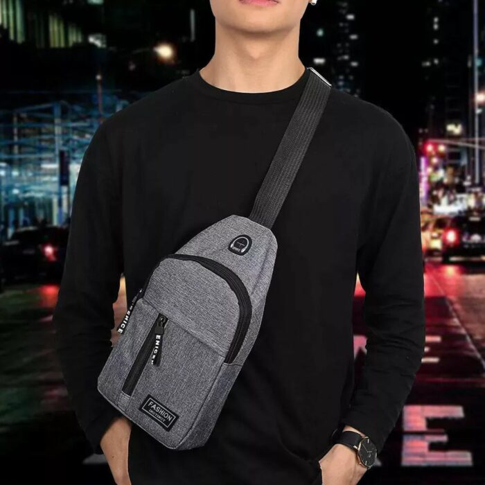 Waterproof Waist Bag, Shoulder Bags USB Charging Earphone Hook Sling Travel Bag (1 Pc) - Image 4