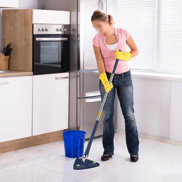 Rotatable Adjustable Triangle Cleaning Mop Triangle Mop with Stainless Steel Long Handle Push-Pull Squeezing Cleaning Mop Dry & Wet Mop for Floor Windows (1 Pc) - Image 6