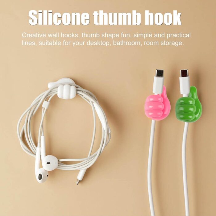 Thumb Cable Clips,Cord Holder Multi-Functional Wall Hooks Cable Organizer Cable Management for Desk Home Office Car Multi Color (Pack Of 10) - Image 7