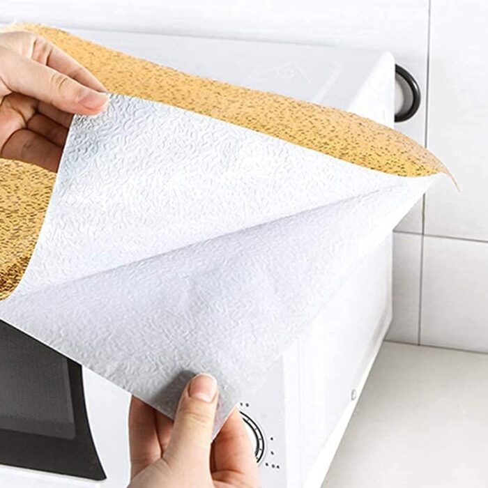 Oil Proof Sticker, Waterproof Self Adhesive Aluminum Foil Wallpaper (60 cm×2m / Golden / 1 Pc) - Image 4