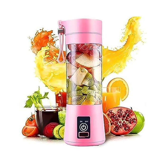 Portable Electric USB Juice Maker Juicer Bottle Blender, Grinder Mixer, 4 Blades Rechargeable Bottle (380 ML / Mix Color) - Image 5