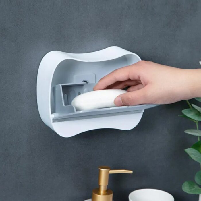 Soap Holder Travel Business Travel Hotel Portable Wall-mounted Soap Box Bathroom Toilet Punch-free Flip-type Drain Soap Box, Waterproof Space Saving (1 Pc) - Image 3