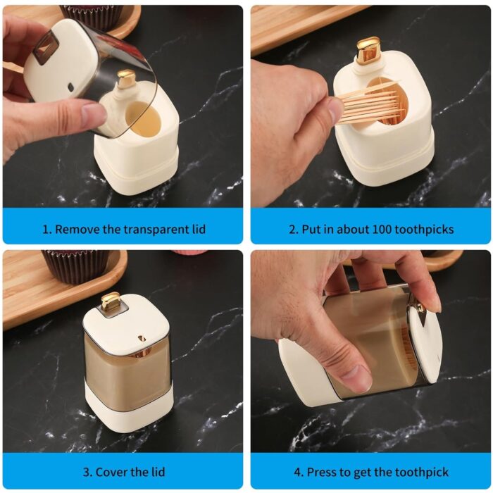 Toothpick Holder Dispensers, Automatic Toothpicks Container, Toothpicks Storage Dispensers Box, for Home Living room Kitchen Restaurant (1 Pc) - Image 6