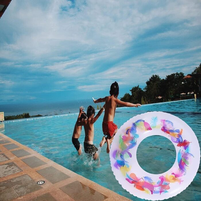 Swim Ring, For children, Conveniently Portable, Feathers, Swimming Ring, For Water Play, For Beaches, Swimming, Summer Vacation (1 Pc) - Image 3