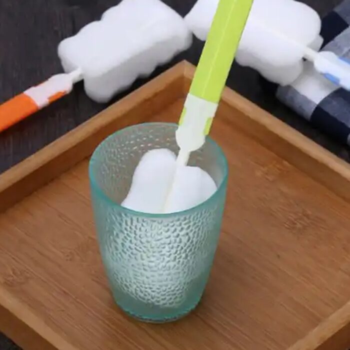 Sponge Cleaning Brush Kitchen Tool Bottle Soft Brush for Dishes| Cleaning Brush Cleaner with Plastic Long Handle, Soft Dish Washing Foam Cleaning Brushes For Cups Mugs Kettles Wine Glasses and Baby Bottles (1 Pc) - Image 6