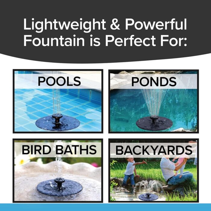 Fast Fountain by Pocket Hose - Solar-Powered - Instantly Adds a Water Feature Virtually Anywhere - 5 Spray Modes - No Installation or Batteries Required - Great for Bird Baths, Pools, Pond & More (1 Pc) - Image 3