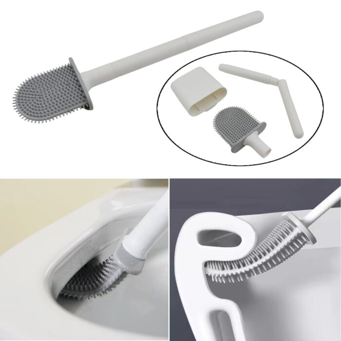 Portable Silicone Toilet Brush with Holder Flex Toilet Brush - Wall Mounted Anti-drip Set Toilet Cleaner Brush | Non-Slip Long Handle Toilet Brush Pack of 1 - Image 7