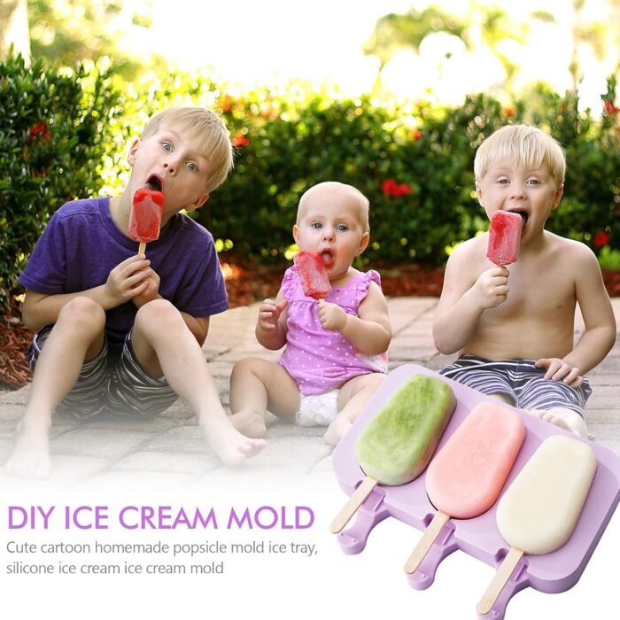 Silicone Popsicle Molds, Ice Pop Maker Molds with Lids and Sticks for Kids DIY Homemade Ice Cream, (With 50 Sticks) - Image 6