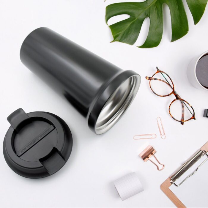 Inside Stainless Steel & Outside Plastic Vacuum Insulated  Insulated Coffee Cups Double Walled Travel Mug, Car Coffee Mug with Leak Proof Lid Reusable Thermal Cup for Hot Cold Drinks Coffee, Tea (1 Pc) - Image 6
