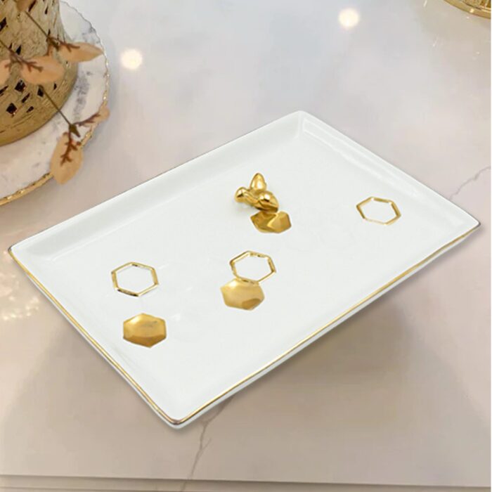 Ceramic Square Plate / Tray / Dish Decoration Home Tray Tableware Decoration Plate For Kitchen Coffee Table Perfume Living Room Mini Bars Snacks, for Decorration Square Plate (1 Pc) - Image 3