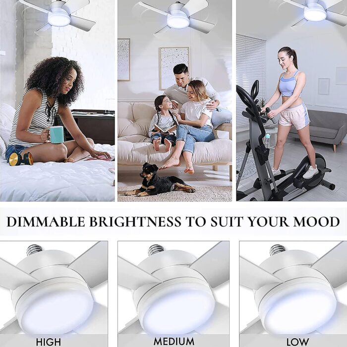 Socket Fan Light Original - Cool Light LED – Ceiling Fans with Lights and Remote Control, Replacement for Lightbulb - Bedroom, Kitchen, Living Room,1000 Lumens / 5000 Kelvins Cool LEDs (Remote Battery Not Included) - Image 6
