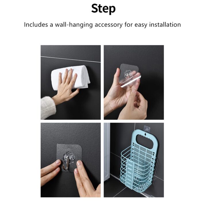 Wall Hanging Laundry Basket Clothes Hanger Dirty Hamper Clothes Storage Hook Clothes Rails for Laundry Washing Machine Bathroom Kids Dirty Clothes Storage Hanger (1 Pc) - Image 5