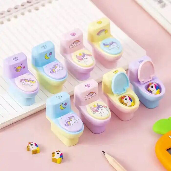 Fun & Functional! Toilet Pencil Sharpener with Eraser (2 Pc Set) - Image 5