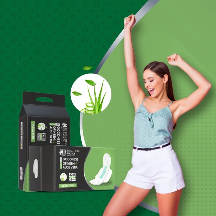Sanitary Pads for Women With Goodness of Neem & Aloe Vera | Ultra Thin | Leakage Protection | PH Balance | With Antibacterial Anion Chip | 5X More Absorbance (320 mm / 36 Pads) - Image 4