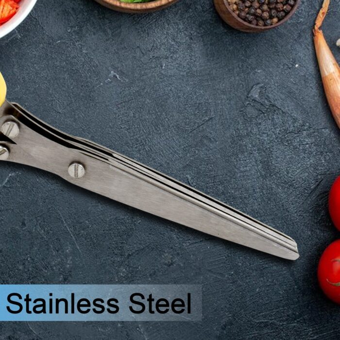 Multifunction Vegetable Stainless Steel Herbs Scissor With 3 Blades (1 Pc) - Image 4