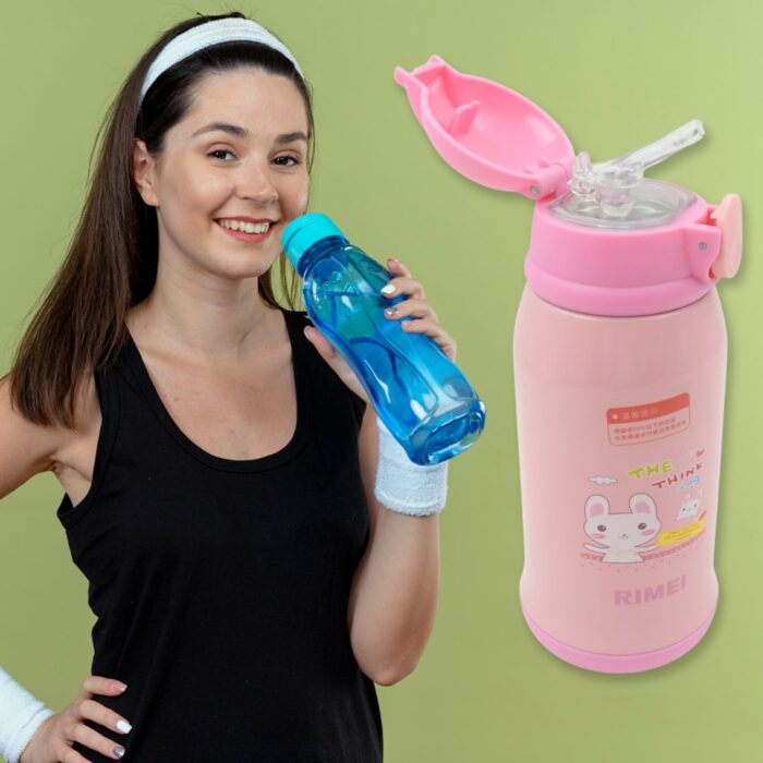 Premium Stainless Steel Insulated Sipper Bottle Print Water FlaskCartoon Vacuum Hot Cold For Kids / Travelling Water Bottle for Kids with Pop up Straw,  Double Wall Thermos with Straw & Bottle Zippe Cover For office/Gym/School (500 ML) - Image 5