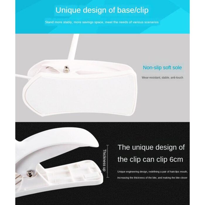 Desk Lamp Adjustable Gooseneck USB Rechargeable 3 modes of Lighting, Reading Lamp for Dorm White, Study Desk lamp Suitable for Girls College Bedroom Reading - Image 4