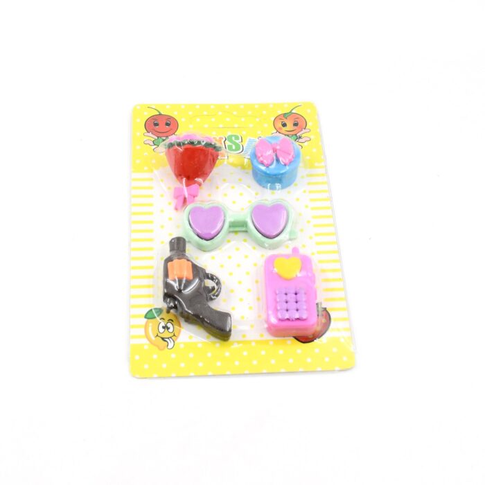 Mix Design 1 Set Fancy & Stylish Colorful Erasers for Children Different Designs & Mix, Eraser Set for Return Gift, Birthday Party, School Prize (1 Set) - Image 5