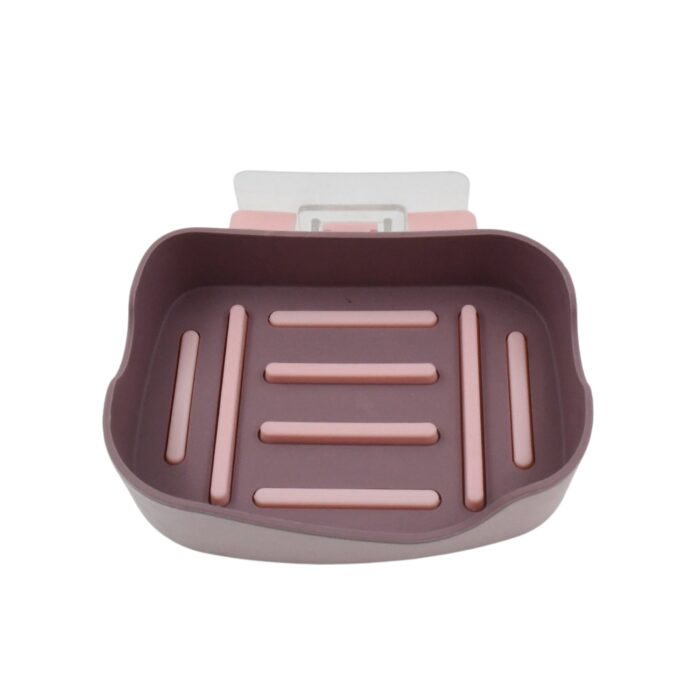 Plastic Soap Dish Holder for Bathroom Shower Wall Mounted Self Adhesive Soap Holder Saver Tray-Plastic Sponge Holder for Kitchen Storage Rack Soap Box, Bathroom (1 Pc) - Image 4