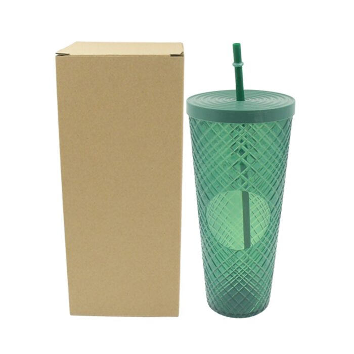 Cup with Straw &  LED Lighting Reusable Matte Studded Tumbler with Leak Proof Lid Water Cup Travel Mug Coffee Ice Water Bottle Double Walled Insulated Tumbler BPA Free (1 Pc) - Image 4