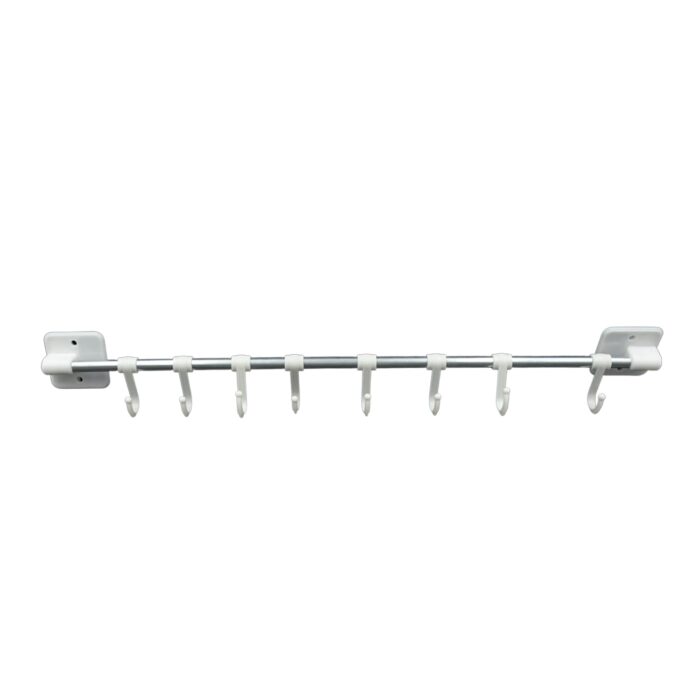 Wall Mount Hanging Kitchen Rack / Hook, Stainless Steel Pot Storage Holder Hanger, 45 cm Utensil Shelf Pan Cabinet Rail Organizer 8 Hooks, for Coat, Spoon, Towels, Bar, Kitchen Tool (1 Pc) - Image 4