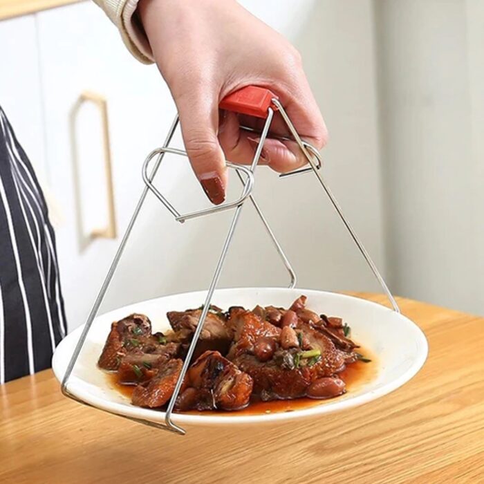 Kitchen Tongs Stainless Steel Pot Pan Gripper Clip Red Handle Take Bowl Clip Gripper Multi-Purpose Bowl Kitchen Accessories Kitchen Tongs Stainless Steel For Restaurants for Kitchen - Image 8
