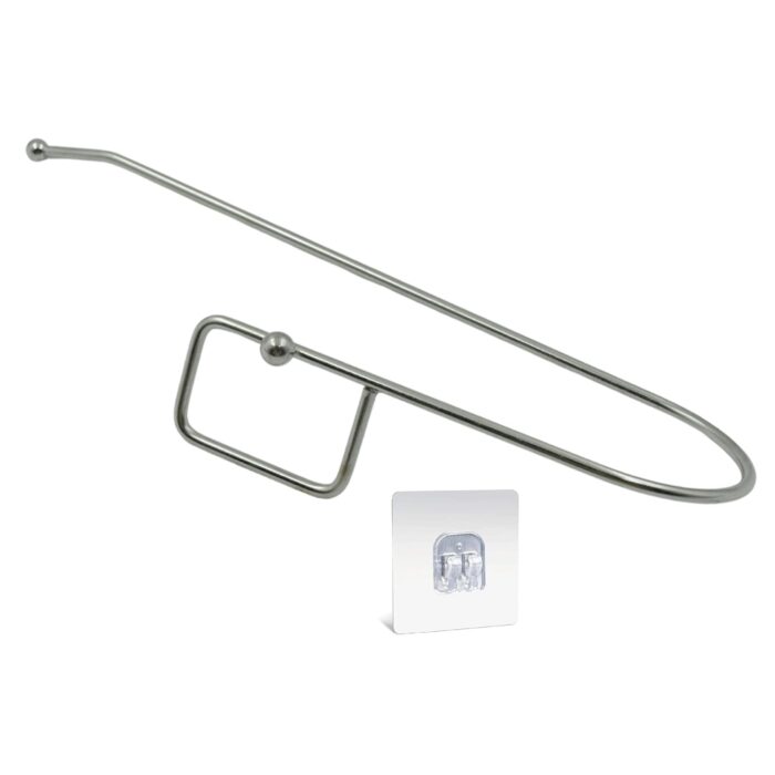 Stainless Steel Drill Free Self-Adhesive Paper Roll Holder Tissue Paper Stand Towel Bar Hanger Kitchen Towel Holder for Kitchen Bathroom Toilet (Pack of 1) - Image 4