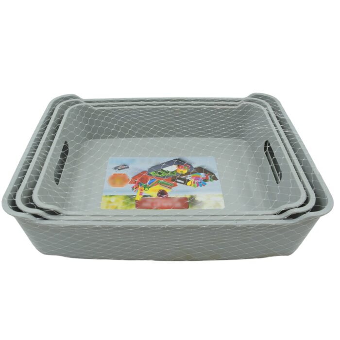 Multipurpose Organising & Storage Plastic Tray,  Fruit & Vegetable/ Multi Purpose Tray, Organizer for Kitchen, Countertop, Cabinet, Bathroom Plastic Storage Basket For Store Fruits, Vegetables, Magazines, Cosmetics, Stationary Set of 3 - Image 7