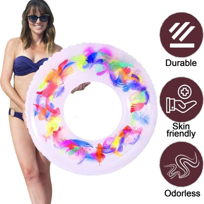 Swim Ring, For children, Conveniently Portable, Feathers, Swimming Ring, For Water Play, For Beaches, Swimming, Summer Vacation (1 Pc) - Image 4