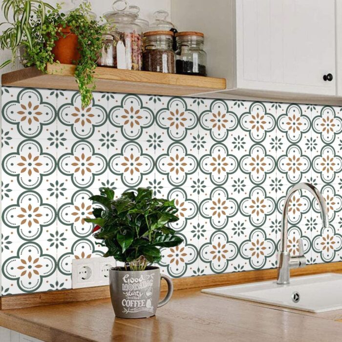 Peel and Stick Floor Tiles Kitchen / Bathroom Backsplash Sticker Detachable Waterproof DIY Tile Stickers for Wall Decoration Tiles Home Decoration (8x8 Inch / 10 Pcs Set) - Image 5