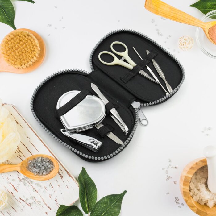 7pc Nail Clipper Kit, Fingernail Clipper, Manicure Set, Stainless Steel Nail Cutter Set,Manicure Toe Nail Clippers Care Tools with Lightweight and Beautiful Travel Case & Mirror (7Pc Set) - Image 5