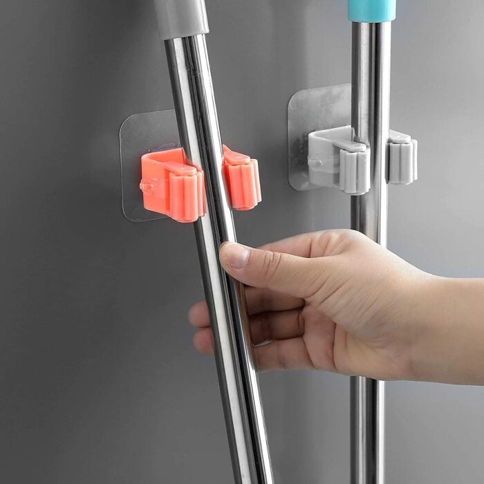 Broom Holder Wall Mounted, Mop and Broom Holder Broom Organizer Grip Clips, No Drilling, Wall Mounted Storage Rack Storage & Organization for Kitchen, Bathroom, Garden (1 Pc) - Image 3