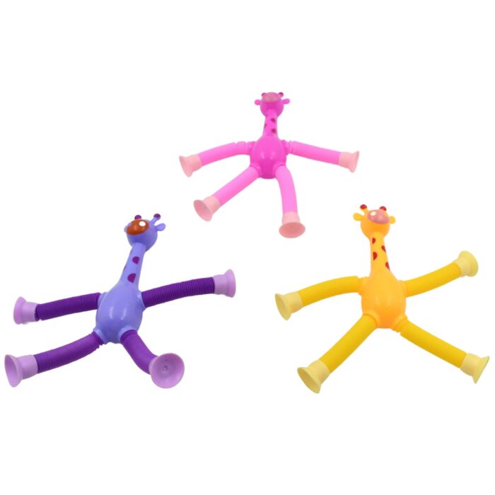 LED Telescopic Suction Cup Giraffe Toy, Pop Tubes Fidget Toys, Shape Changing Telescopic Sensory Tubes Fidget Tubes Sensory Toys Suction Toy, Funny Gift (3 Pcs Set) - Image 4