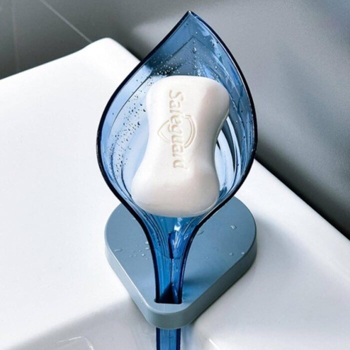 Plastic Leaf Shape Soap Box Self Draining Bathroom Soap Holder, Decorative Drainage Plastic Soap Dish with Draining Tray (Mix Color / 1 Pc) - Image 8