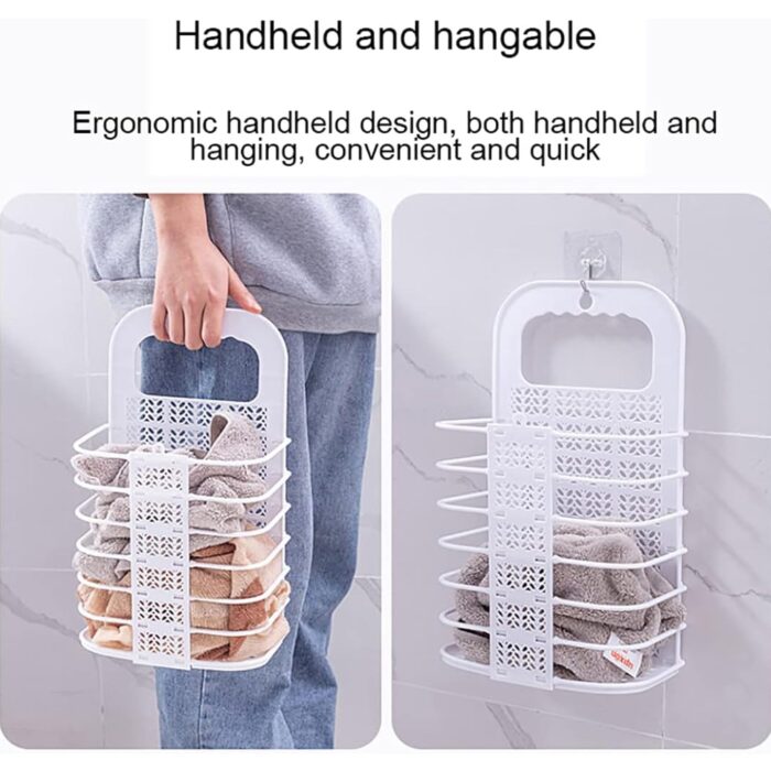 Wall Hanging Laundry Basket Clothes Hanger Dirty Hamper Clothes Storage Hook Clothes Rails for Laundry Washing Machine Bathroom Kids Dirty Clothes Storage Hanger (1 Pc) - Image 7