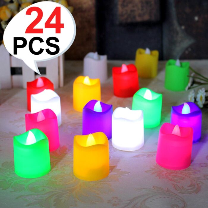 Festive Lighting for Any Occasion: 24 Pack LED Tealight Candles (Multicolor) - Image 6