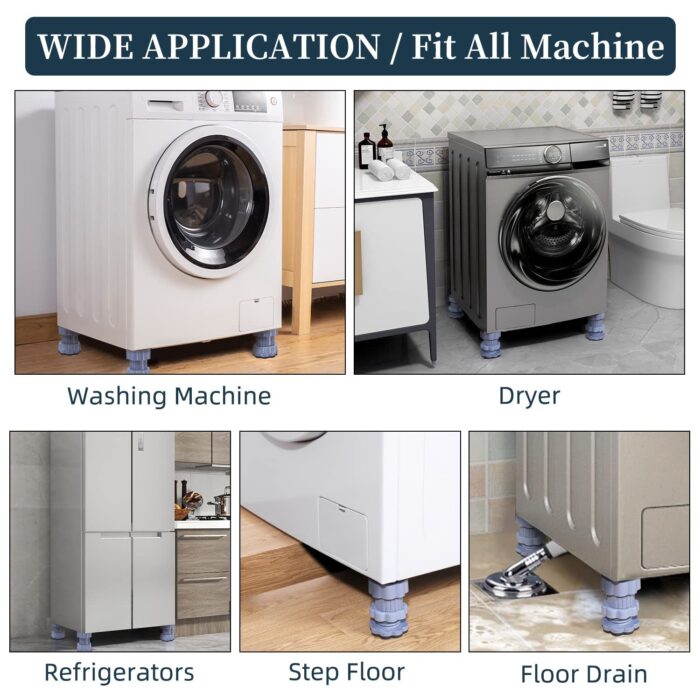 Washing machine support, anti vibration washing machine support adjustable washer anti vibrasion pads, washer & dryer pedestals, Washing Machine Accessory Anti- Skid Pad PVC Lifting Pad Non-Slip ( 4 Pc Set ) - Image 6