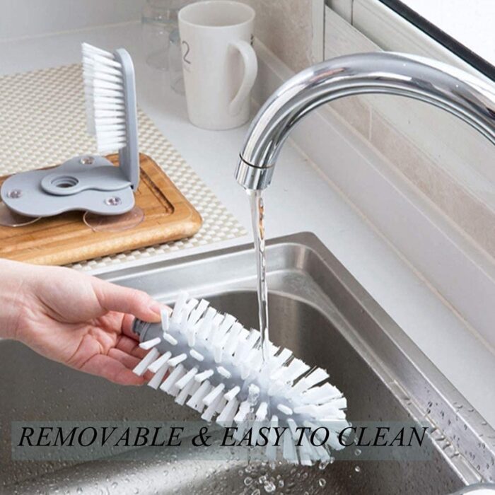 Mug / Cup / Glass Washer Brush with Suction Base, Self Stand Glass Washer Brush Double Sided Bristle Brush for Home Hotel Restaurant Café - Image 7