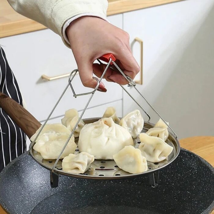 Kitchen Tongs Stainless Steel Pot Pan Gripper Clip Red Handle Take Bowl Clip Gripper Multi-Purpose Bowl Kitchen Accessories Kitchen Tongs Stainless Steel For Restaurants for Kitchen - Image 3