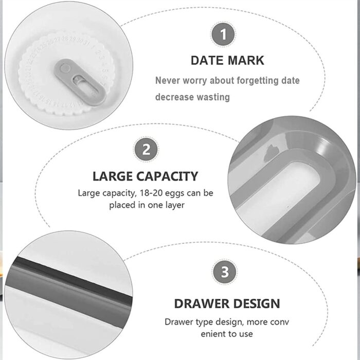 Egg Storage Box Plastic Egg Drawer Fridge Egg Organizer Egg Keeper Refrigerator Egg Drawer Plastic Egg Carton Covered Egg Holder Pantry Egg Bin Household Egg Tray (1 Pc) - Image 3