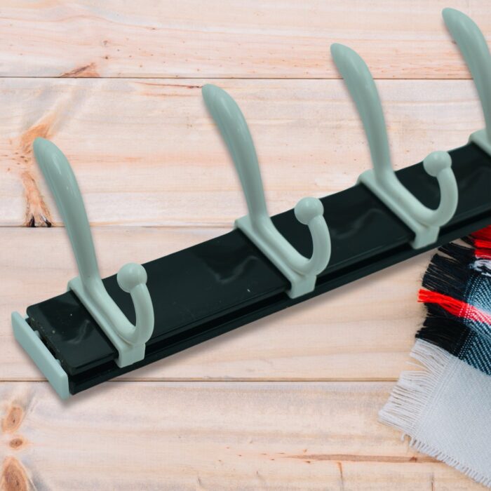 CLOTH HANGER, WALL DOOR HOOKS RAIL FOR HANGING CLOTHES FOR HANGING HOOK RACK RAIL, EXTRA LONG COAT HANGER WALL MOUNT FOR CLOTHES, JACKET, HATS, 8 HOOK WITH ECO-FRIENDLY LIQUID ADHESIVE GLUE - Image 6